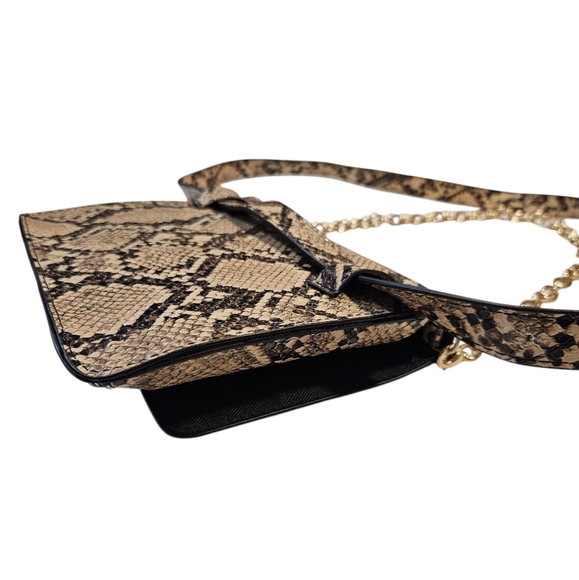 Snakeskin Faux Leather Crossbody Bag with Gold Chain Strap – Adjustable Shoulder - Picture 6 of 7